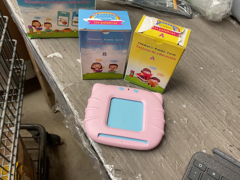 Photo 1 of Airbition Bilingual Pink Spanish and English Talking Flash Cards, Pocket Speech Therapy Tools with 510 Words, Montessori Language Learning Aids, Children's Sensory Learning Kits