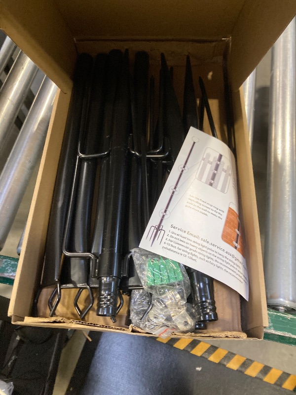 Photo 1 of 10Ft String Light Poles 4 Pack,Light Poles for Outside Lights,Outdoor with Fence Brackets Hanging Lights,Metal Stand Deck Patio Backyard