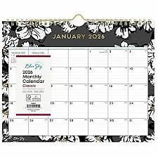 View 1 of 2026 Blue Sky Day Designer Monthly Wall Calendar, 8-3/4” x 11”, Baccara, January To December