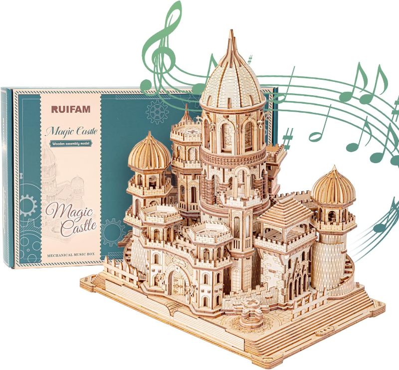 Photo 1 of 3D Wooden Puzzles DIY Mechanical Wooden Wide Model Kit 1000 Pcs 3D Puzzles for Adults Teens 14+Years Puzzle Enthusiasts Box Clockwork Enchanted Castle