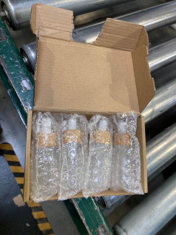 Photo 1 of 4 Pack Frosted Glass Dropper Bottles,Essential Oil Bottles With Eye Dropper And Bamboo Lids Perfume Sample Vials Essence Liquid Cosmetic Containers (10ml/0.3oz)