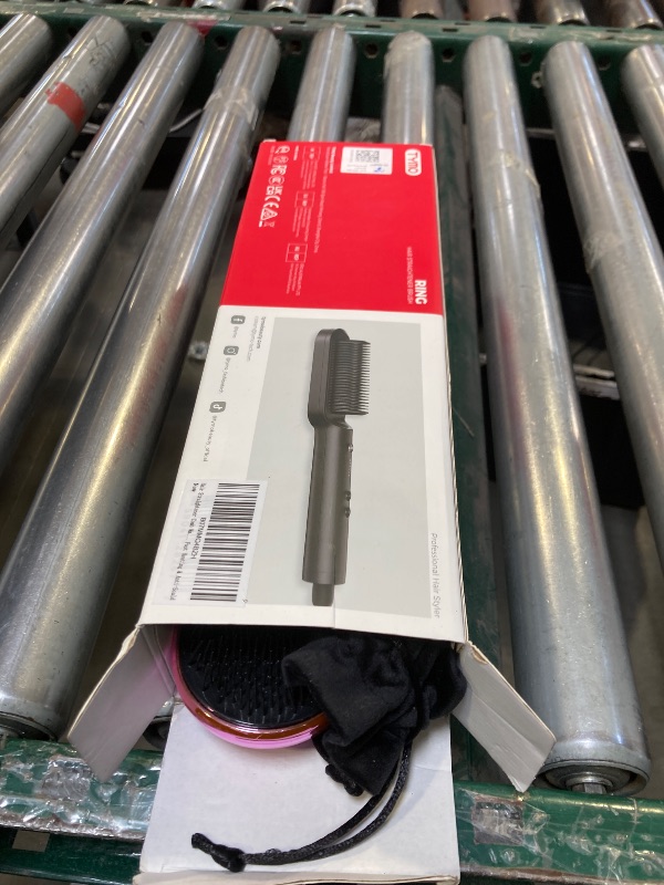 Photo 1 of Hair Straightener Brush, TYMO Ring Hair Straightener Comb Straightening Brush for Women with 5 Temps 20s Fast Heating & Dual Voltage, Black