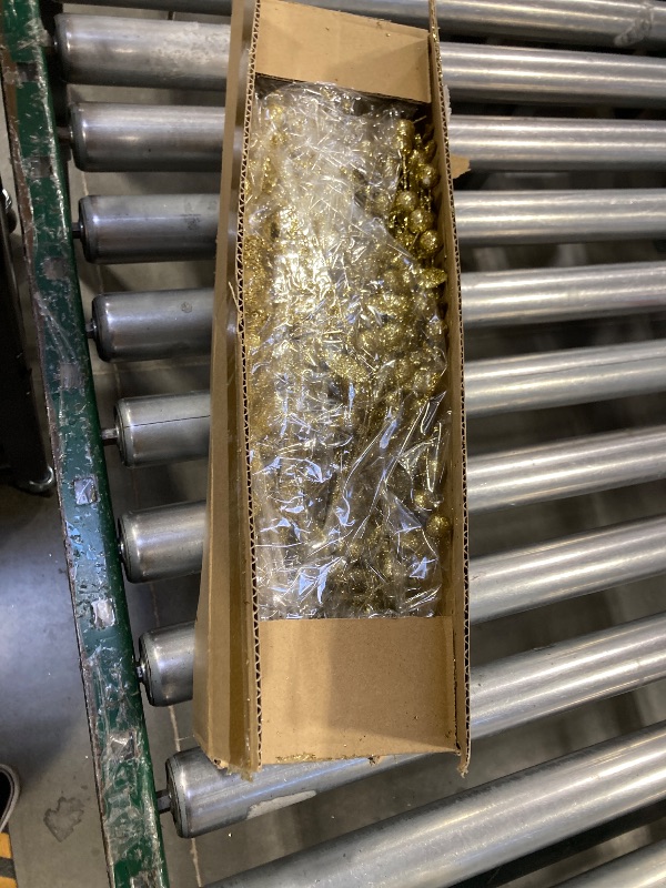 Photo 1 of 24 Pack Christmas Tree Decorations Picks and Sprays, Christmas Ornaments Artificial Glitter Berry Stems Branches Picks Twigs for Xmas Tree Vase Filler Home Holiday Decor (Gold-A)