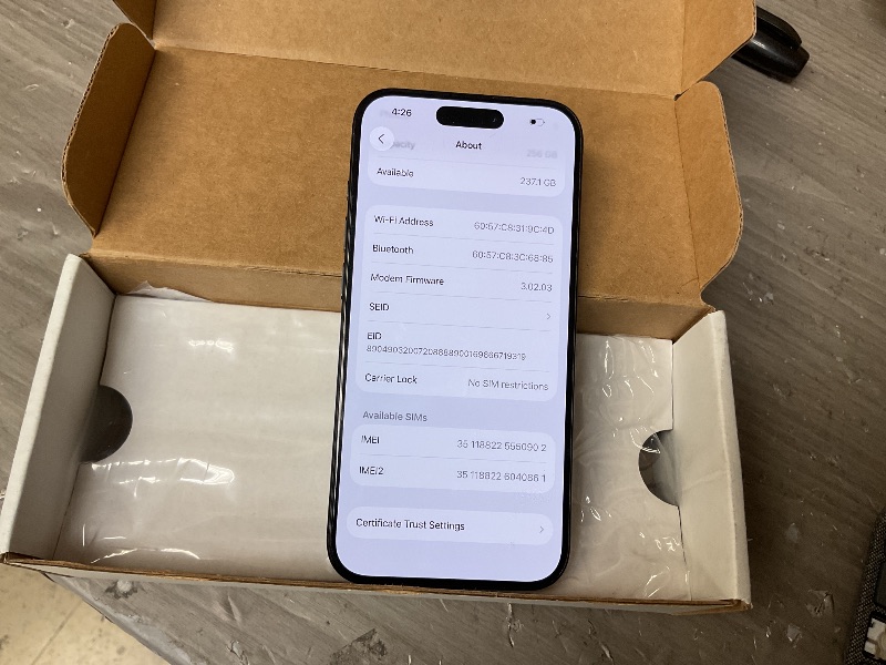 Photo 1 of Apple iPhone 15 Pro, 256GB, Blue Titanium - Unlocked (Renewed)