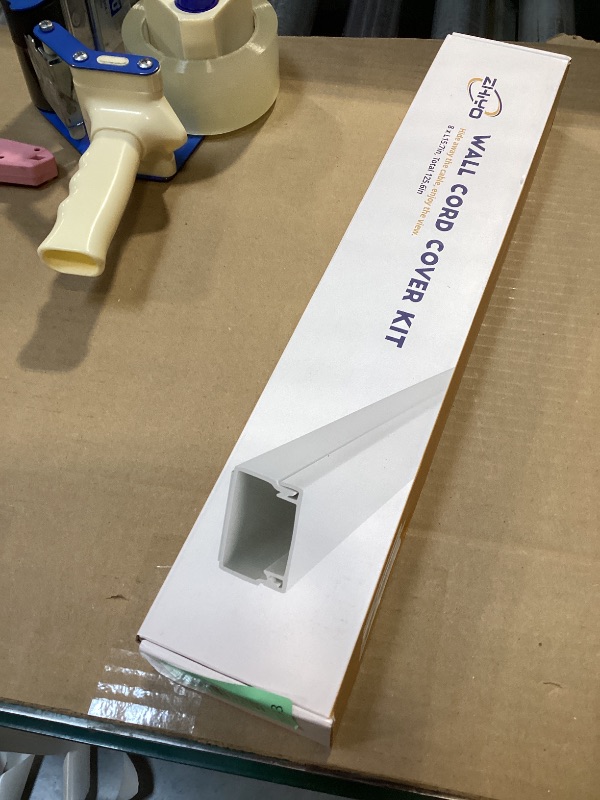 Photo 1 of 126in Cord Hider Kit, Wire Covers for TV on Wall, Paintable Cable Management Kit, Cable Cover for Mounted TV, Hide Wires Along Wall, Grey Cord Cover, 8xL15.7in W0.95in H0.55in