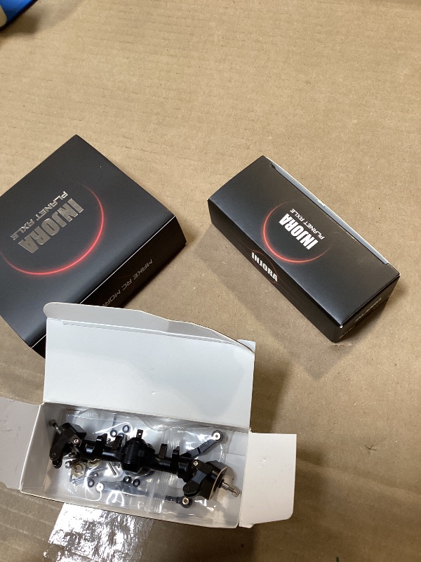 Photo 1 of INJORA +4mm Planet Front Rear Axles with Double Joint Shafts & Brass Steering Knuckles for 1/24 Axial SCX24 Upgrade(Black)