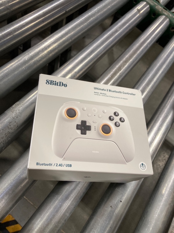Photo 1 of 8Bitdo Ultimate 2 Bluetooth Controller with TMR Joysticks, Switchable Hall Effect/Tactile Triggers, Vibration, Motion Control, RGB Fire Ring and Back Buttons for Switch/Switch 2 & Windows PC - White
