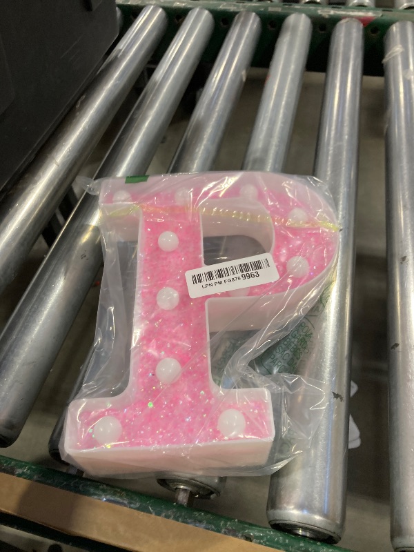 Photo 1 of Pooqla LED Marquee Letter Lights, Pink Glitter Light Up Letters Alphabet Sign Battery Powered Night Light, Birthday Party Wedding Girls Gifts, Christmas Room Dorm Bedroom Decoration, Pink Letter P