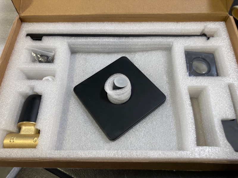 Photo 1 of Heable Matte Black Shower Faucet Set, Single Function Shower Trim Kit with Rough-in Valve, Square Rain Shower Head System Included Extra Long Shower Arm for Bathroom