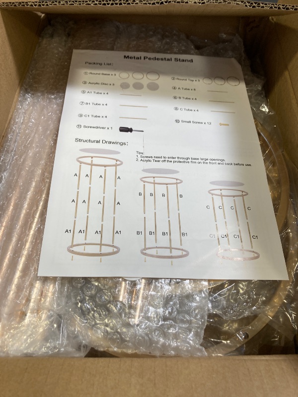 Photo 1 of 3PCS Cylinder Pedestal Stands for Parties, Gold Metal Plant Round Cylinder Stands for Party Flowers, Display Columns Pedestal Stand Cylinder Tables for Vases Birthday Party Backdrop Decorations