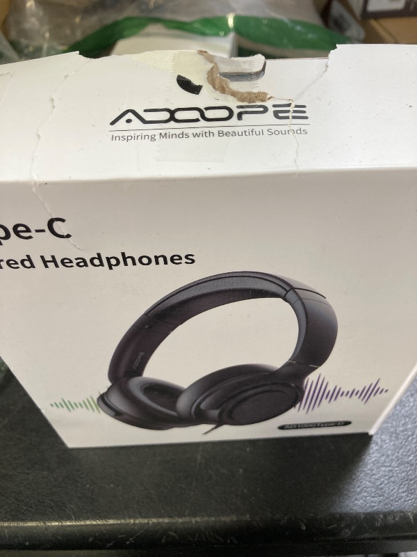 Photo 1 of ADOOPE Wired Over-Ear Headphones with USB C Connector, Hi-Fi Stereo Sound, Noise-Isolating Ear Cups, Comfortable Fit for USB C Devices (No Bag, Black)