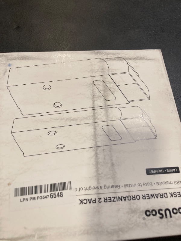 Photo 1 of 2 Packs Under Desk Drawers, Slide Out Drawer Attachment, Plastic Desk Accessories & Workspace Organizers, Self-Adhesive Hidden Desktop Pen Holder for Office School Home (White)