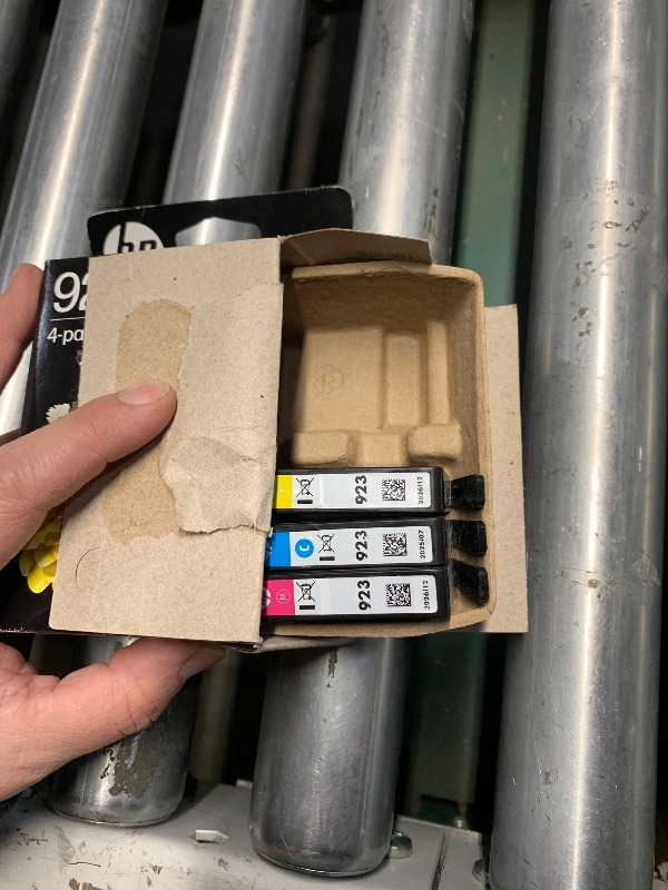 Photo 1 of ***Missing 1 Cartridge*** HP 923 Black, Cyan, Magenta, Yellow Ink Cartridges (4-Pack) | Works with Printer Series: OfficeJet 8120, OfficeJet Pro 8130 | Eligible for Instant Ink | 6C3Y6LN
