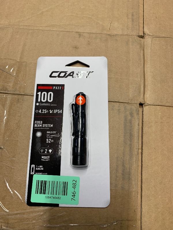 Photo 1 of ***FACTORY SEALED*** COAST PX22 LED Flashlight – 100 Lumens, IP54 Storm Proof, Pocket Clip, Alkaline Battery