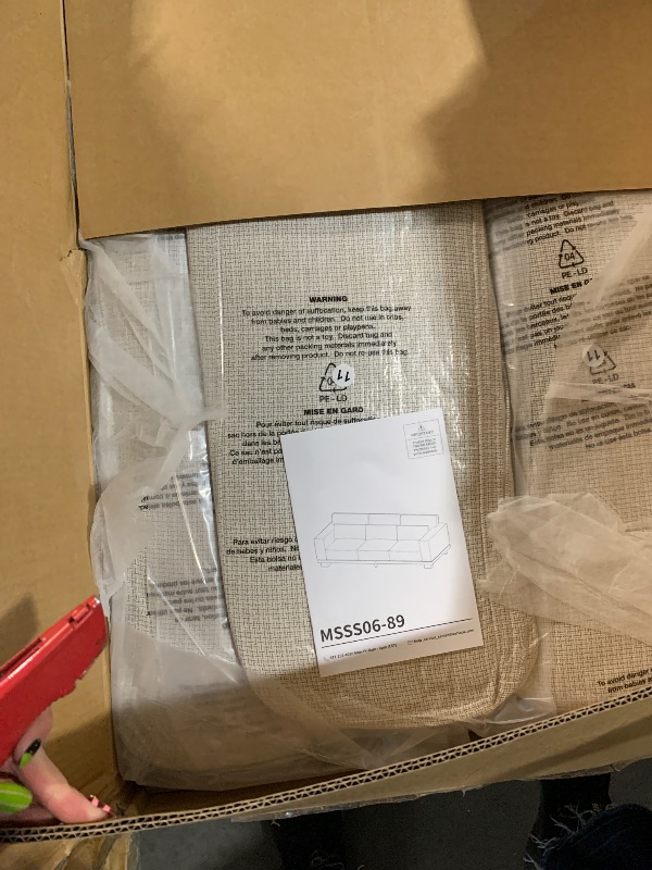 Photo 1 of ***BOX 2 ONLY*** PRICE ADJUSTED**Marsail 89 Inch Sofa, 3-Seater Modern Comfy Couch with Deep Seats, Upholstered Linen Couches for Living Room, Bedroom, Office,Apartment, Beige