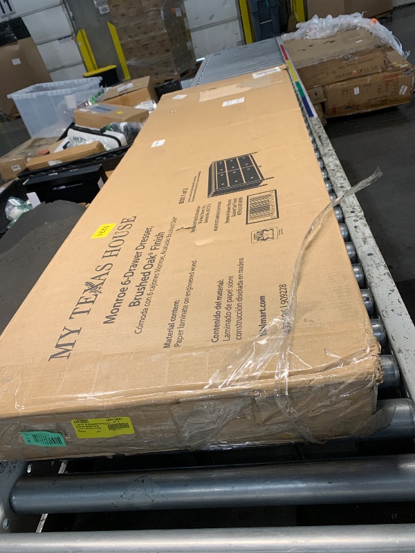 Photo 1 of ***BOX 1 OF 2** OAK FINISH*** STOCK PHOTO FOR REFERENCE ONLY *** Wooden Dresser for Bedroom, 6 Drawers Chest of Drawers, 59" Wide Modern Dresser Closet Storage Organizer for Living Room Hallway