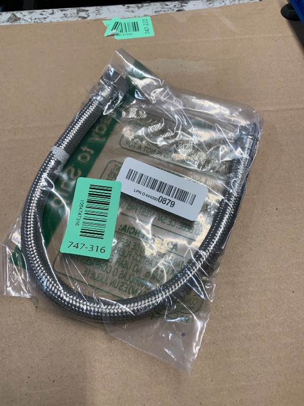 Photo 1 of [2-Pack] PROCURU 16-Inch (1.3Ft) x 3/8" Comp x 1/2" FIP Faucet Hose Connector, Stainless Steel Braided Supply Line, Certified Safe (9SF16-2P)