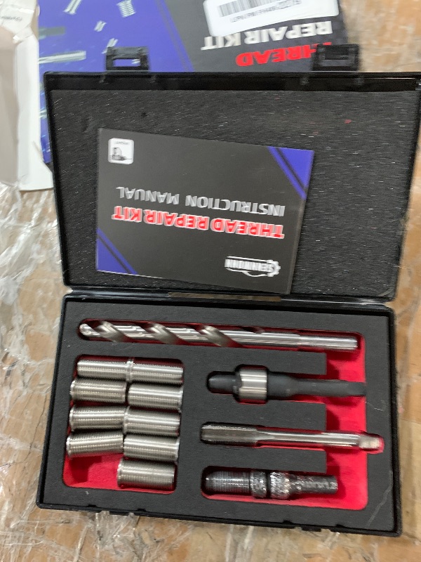 Photo 1 of ***MISSING PARTS***
SENNMONN M11X1.25X28.2MM Thread Repair Kit with Insert HSS Drill, Tap, Counterbore, Installation Driver, Metric, 10PCS Stainless Steel Insert M11X1.25X28.2MM