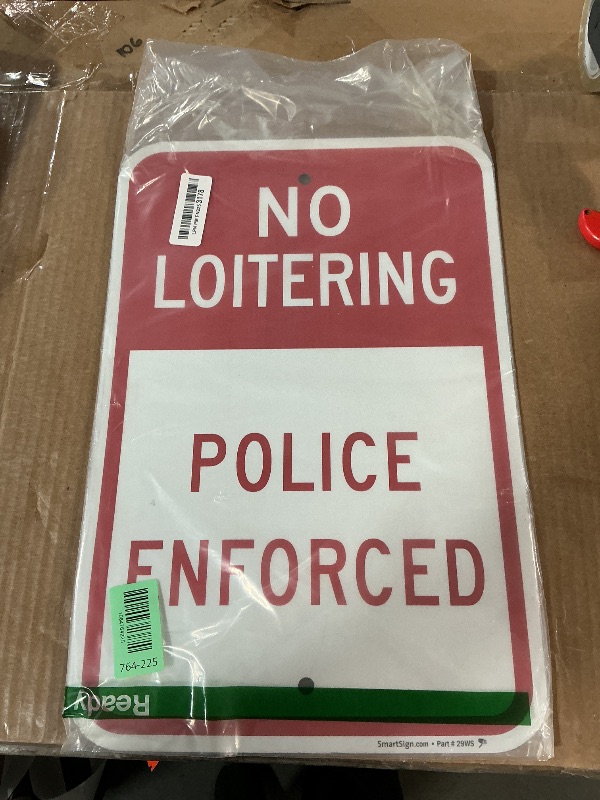 Photo 1 of "No Loitering - Police Enforced" Sign by SmartSign | 12" x 18" Aluminum