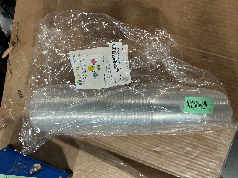 Photo 1 of ***MISSING ITEMS***
TashiBox plastic cups with lids [24 oz 100cups&100flat lids],Clear Crystal disposable plastic cups,smoothie cups