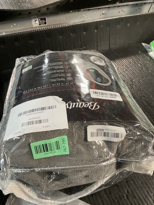 Photo 1 of ***MISSING PARTS***Beautyrest Wearable Electric Poncho Wrap Blanket, Ultra Soft Sherpa & Berber Fleece Heated Throw with Low EMF,UL Certified & OEKO-TEX,3 Heat Settings & 2 Hour Auto Shutoff, Gift-Ready, 50" x 64",Grey
