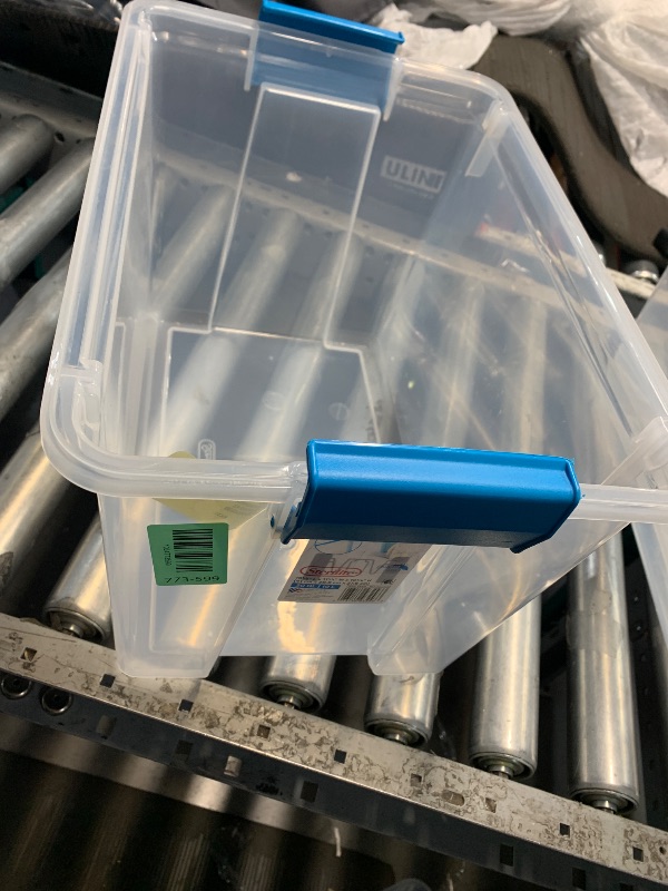 Photo 1 of ***Missing Lid***
Sterilite 20 Qt Gasket Box, Stackable Storage Bin with Latching Lid and Tight Seal, Plastic Container to Organize Basement, Clear Base and Lid, 1-Pack