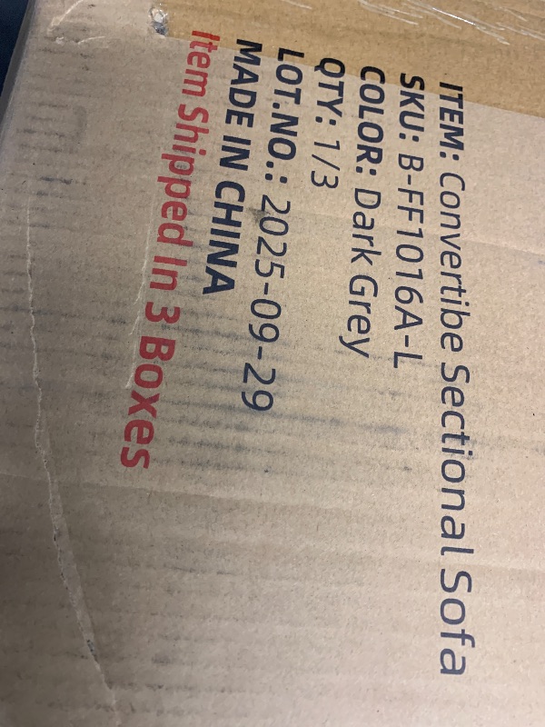 Photo 1 of ****PARTIAL SET BOX 1/3****
Trygoal Sectional Sleeper Sofa with Pull Out Bed, L Shaped Pull Out Couch with Storage Chaise, 5 Seats Convertible Couch Bed for Apartment, Living Room, Black