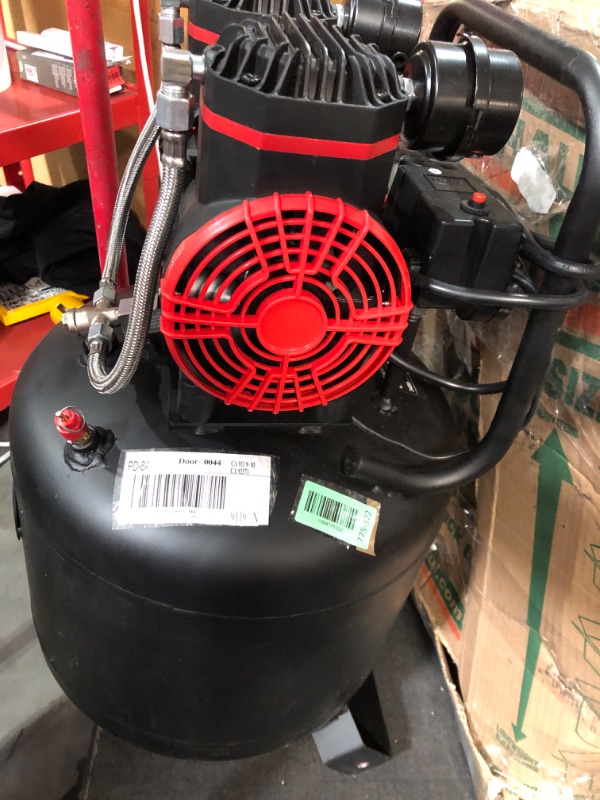 Photo 1 of ***Damage to silencers and missing wheels ***
Nessxa 14 Gallon Ultra Quiet Air Compressor with 2 Quick Couplers 2HP 8.75 CFM, Max 115 PSI Pressure Oil-Free Air Compressor Tank, 70dB Quiet Compressor for Auto Repair, Tire Inflation 110V/60hz