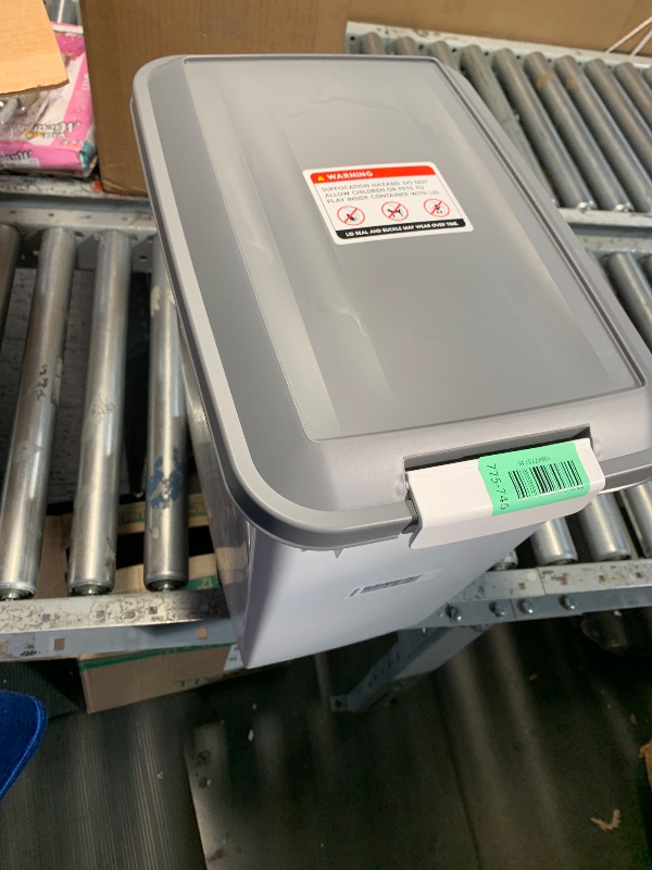 Photo 1 of ***STOCK PHOTO FOR REFERENCE ONLY, WHITE, MISSING SCOOP***IRIS USA Dog Food Storage Container with Wheels, Airtight Lid, 2-Cup Scoop, Up to 40 Pounds Pet Food Storage, Built in Scoop Storage in Lid, Versatile Pet Food Bin, Portable, BPA Free, WHITE