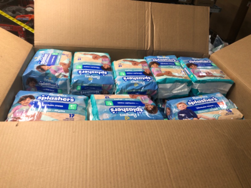 Photo 1 of ***BOX OF 20 BAGS*** Pampers Swim Diapers - Splashers - Size 4/5, 18 Count, Gap-Free Disposable Baby Swimming Pants