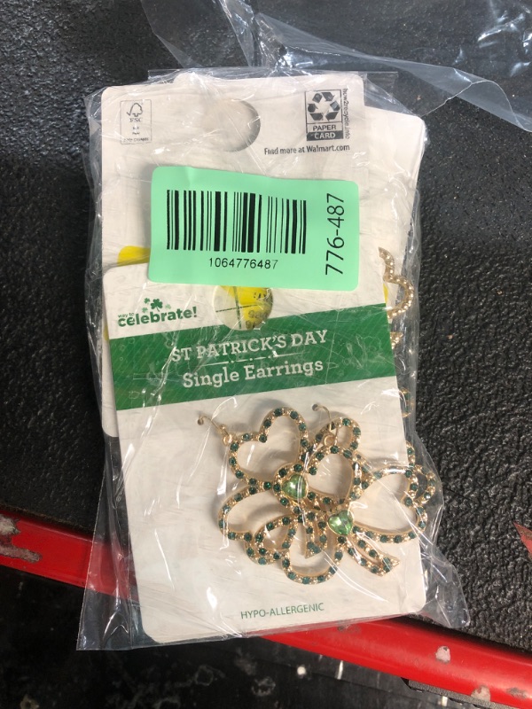 Photo 1 of ***FACTORY SEALED*** Way to Celebrate St. Patrick's Day Shamrock Earrings, 4 Pair