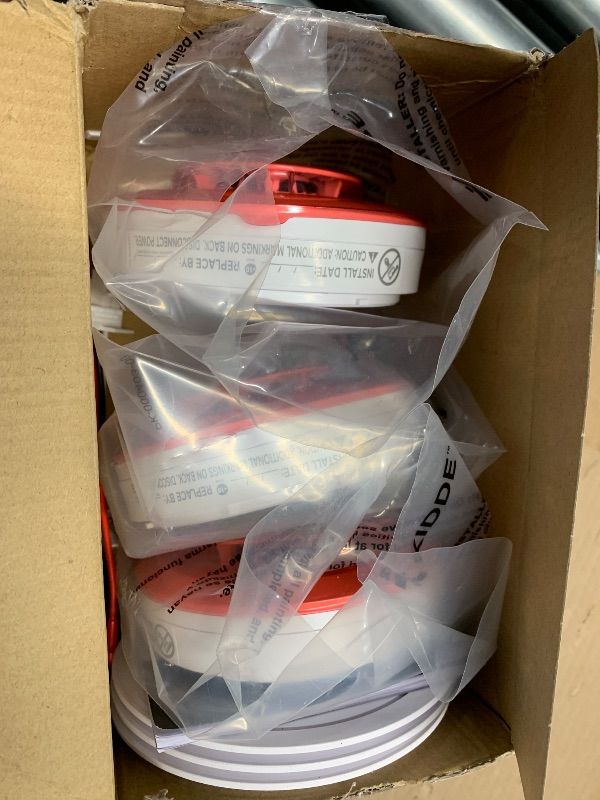 Photo 1 of **MISSING 1 SMOKE DETECTOR** Kidde Hardwired Smoke Detector, AA Battery Backup, Interconnectable, LED Warning Light Indicators, 4 Pack