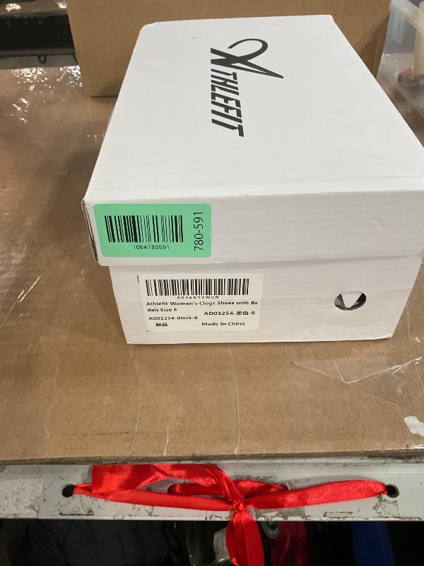 Photo 1 of ***DAMAGED - SEE NOTES/PICTURES*** Athlefit Women's Clogs Shoes with Back Strap Comfortable Latex Footbed Slip-on Slingback Mules for Work Walking Daily Wear, Black, Size 8, AD01254