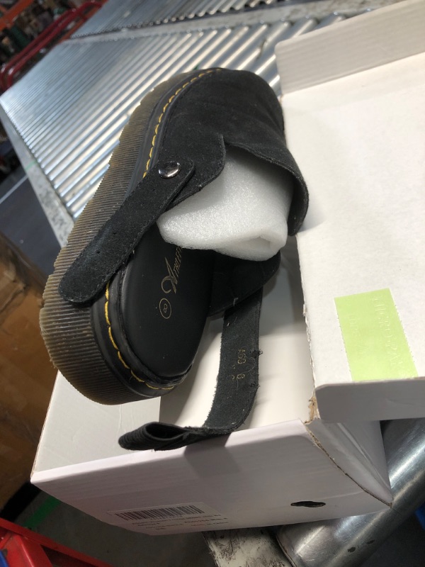 Photo 1 of ***DAMAGED - SEE NOTES/PICTURES*** Athlefit Women's Clogs Shoes with Back Strap Comfortable Latex Footbed Slip-on Slingback Mules for Work Walking Daily Wear, Black, Size 8, AD01254