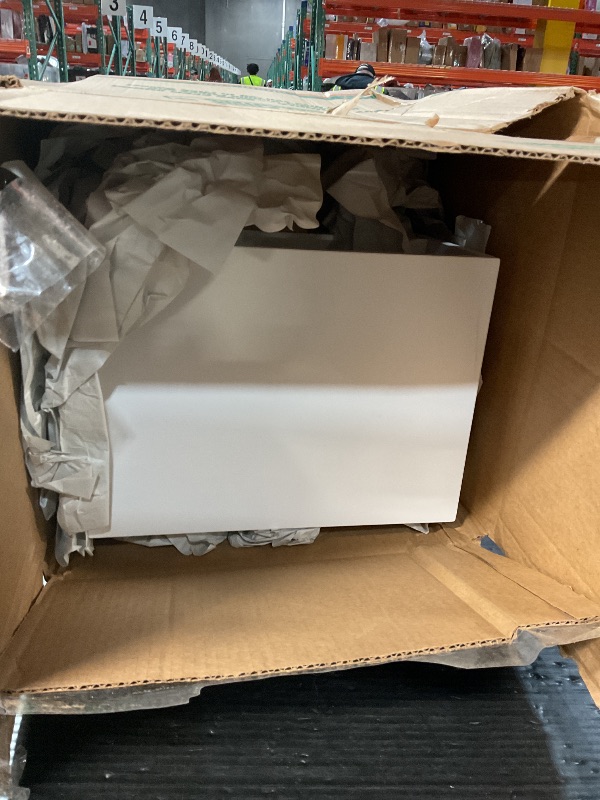 Photo 1 of ***MISSING PARTS***
Masupu Nightstand,Mid-Century Modern Bedside Table with Storage Drawer and Open Wood Shelf,Small Gold Frame Side Table for Bedroom,Living Room,White