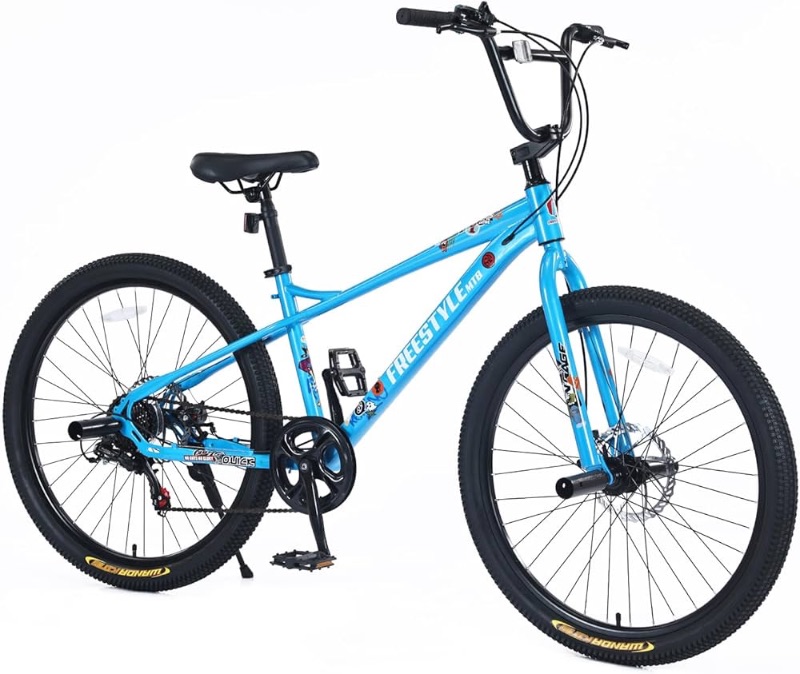 Photo 1 of 
24/26/27.5 Inch Mountain Bike, Front and Rear Absorbers, Mechanical Disc Brakes, 21 Speeds High-Carbon Steel Frame, MTB Bike for Trail Snow Commuter City Road