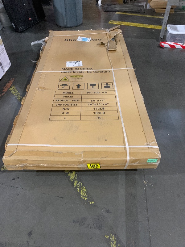 View 2 of ***BOX DAMAGE BUT NEW INSIDE*****TRUCK/TRAILER PICKUP ONLY***60" W x 72" h (10Mm) Frameless Double Sliding Shower Door, Frameless Shower Door, Tempered Glass Shower Doors, Easy-to-Clean Treated Clear Tempered Glass, Black Square Tube