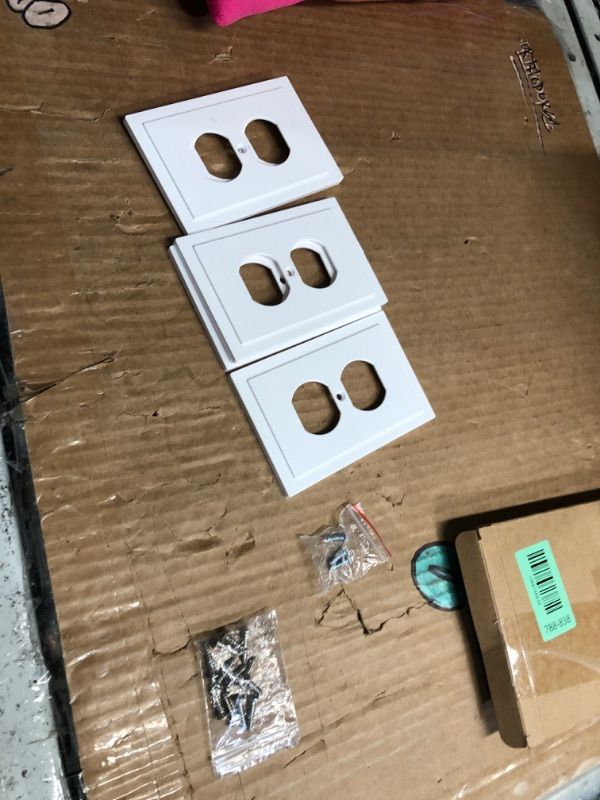 View 3 of ***MISSING 1 OF 6*** ZILLSEA 6-Pack Duplex Outlet Cover, Metal Wall Plate for Receptacle, Light Switch, Decorative Off White Outlet Cover Plate, 3.15''*4.88, Midsize