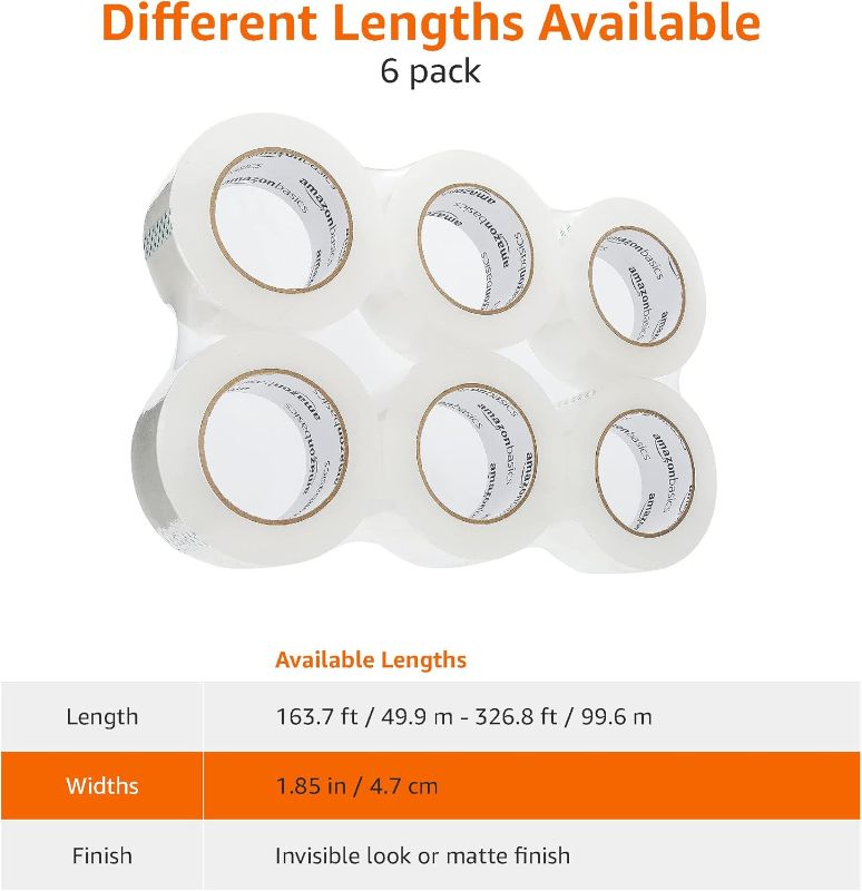 Photo 1 of ***MISSING PARTS***
Amazon Basics Strong Adhesive Packing Tape for Moving Boxes, Shipping and Sealing, Clear, 1.88" x 109 Yards, 6-Pack, Total 654 Yards