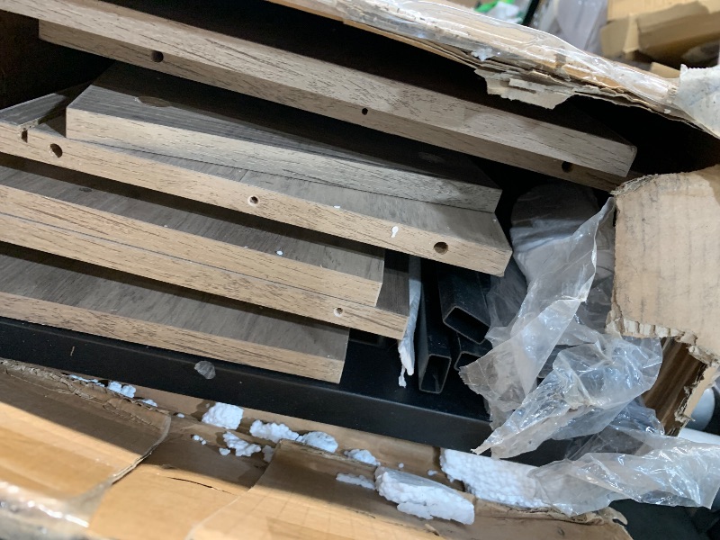 Photo 1 of ****Missing hardware and instructions ****
DWVO King Size Bed Frame with Bookcase Headboard and 4 Storage Drawers, RGB LED Bed Frame with Type-C & USB Charging Station Storage Headboard Beds, No Box Spring Needed, Noise Free, Grey