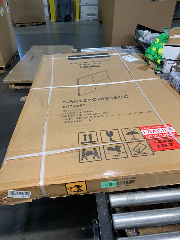 Photo 1 of ***FACTORY SEALED***ENSO SENKA 60" W x 58" H Semi-Frameless Bypass Sliding Bathtub Shower Door, Easy-to-Clean Treated Clear Tempered Glass, Polished Chrome