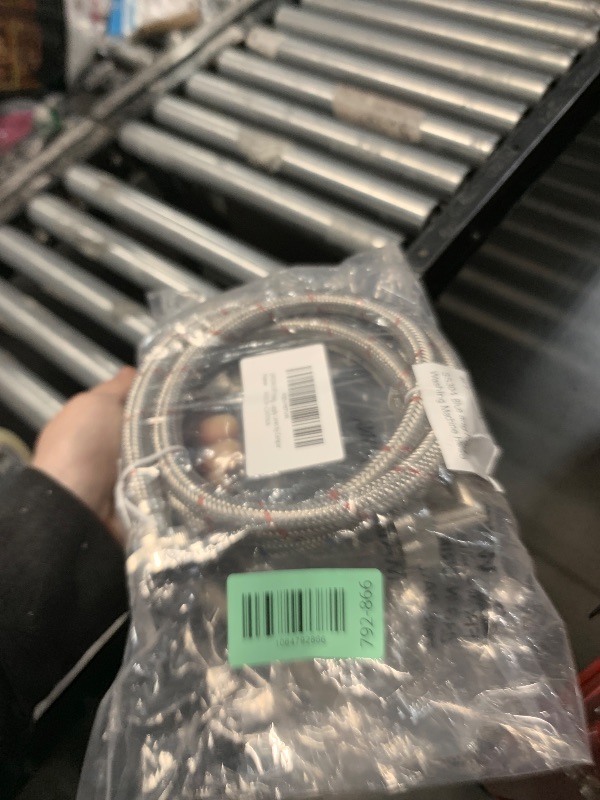 Photo 1 of ?UPGRADE?4FT Washing Machine Hoses with 90 Degree Elbow Premium Stainless Steel Burst Proof (cost-effective 2 pack) Red and Blue Striped Water Connection Inlet Supply Lines by Cenipar