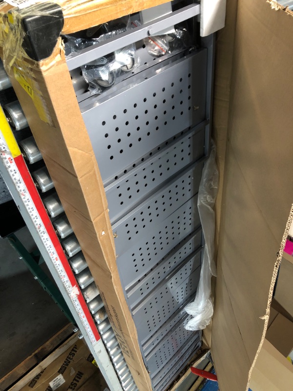 Photo 1 of ****STOCK PHOTO REFERENCE ONLY ****VEVOR 5-Tier Foldable Storage Shelf, 32W x 14D x 72H Inch Folding Metal Rack Shelving Unit, Heavy Duty No Assembly Organizer Shelf with 5 Wheels & 4 Hooks for Pantry, Kitchen, Garage, Basement, Grey