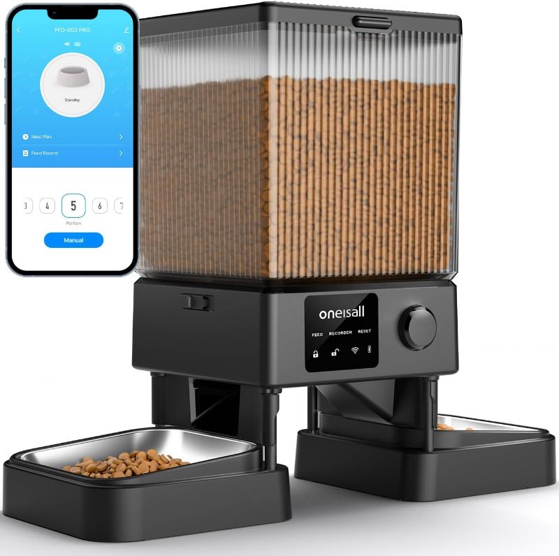 Photo 1 of ***STOCK PHOTO FOR REFERENCE ONLY***
oneisall Automatic Cat Feeder with 5G WiFi, Automatic Cat Food Dispenser for 2 Cats Small Pets, 20 Cups/5L Timed Dry Food Dispenser with APP Control