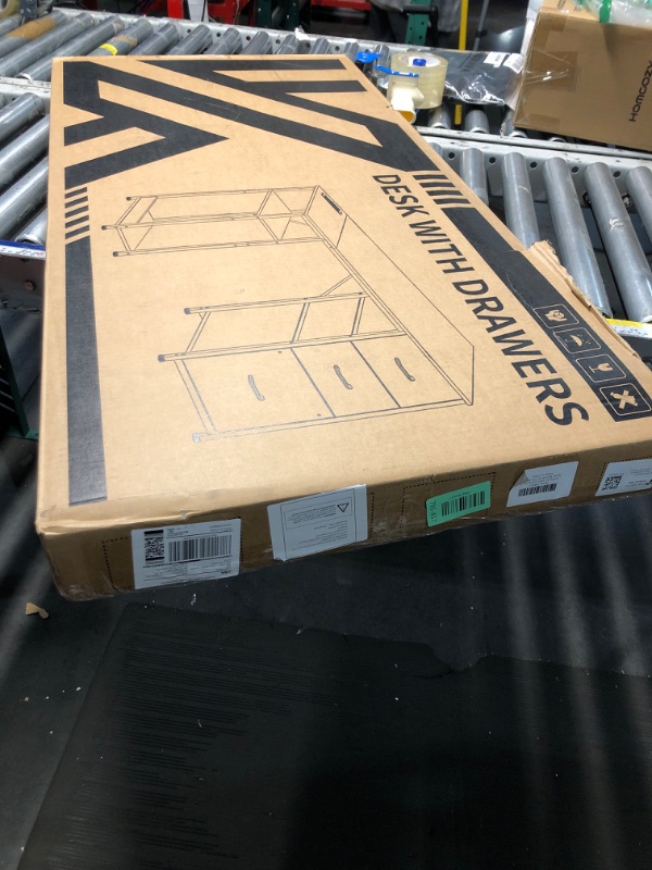 Photo 1 of ***FACTORY SEALED***AODK 51 Inch Computer Desk with Fabric Drawers & USB Power Outlets - Reversible Home Office Desk with Storage Shelves, Work from Home, Modern Work/Writing/Study Table for Bedroom, Grey Oak