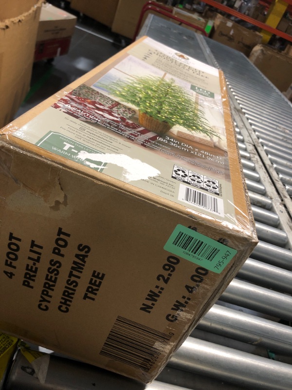 Photo 1 of ****STOCK PHOTO REFERENCE****National Tree Company 4 ft Pre-Lit Kensington Mini Artificial Christmas Tree, 150 Clear Lights, 284 Tips, Burlap Base, Green