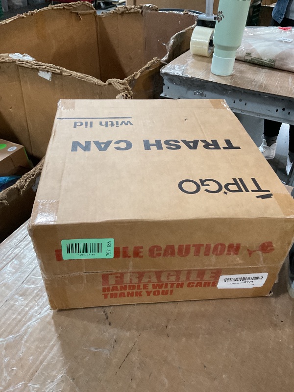 Photo 1 of *USED MINOR SMALL DENTS*TIPGO Slim Bathroom Trash Can with Lid Soft Close, Step Pedal, 6 Liter / 1.6 Gallon Stainless Steel Trash Bin, Small Garbage Cans for Bedroom, Office, Kitchen (Matte Black)