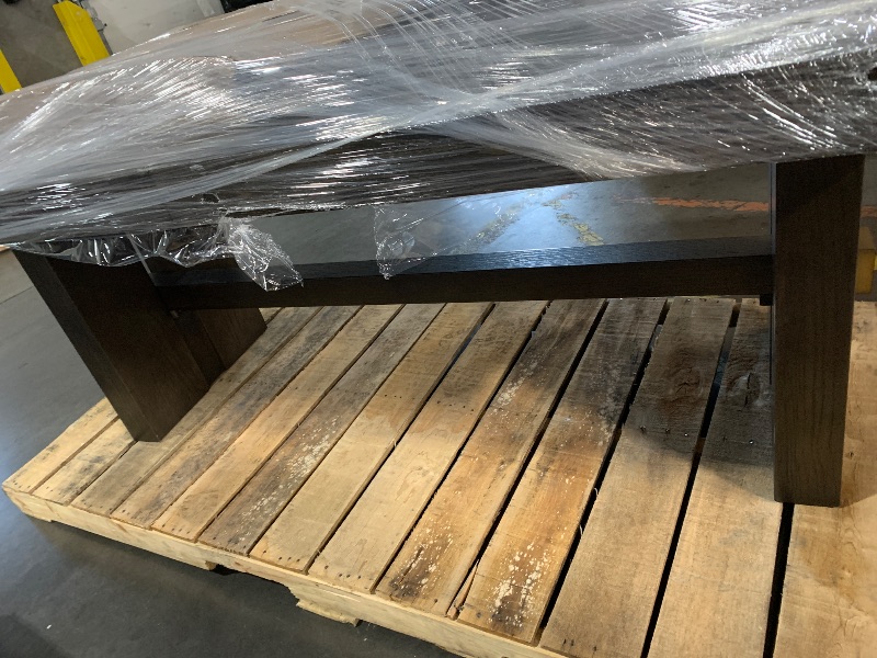 Photo 1 of ***TRUCK/TRAILER PICLKUP ONLY***Signature Design by Ashley Burkhaus Rectangle Dining Room Extension Table, Removable Center Leaf, Seats up to 8, Wood, 40" W x 90" D x 30.25" H, Dark Brown