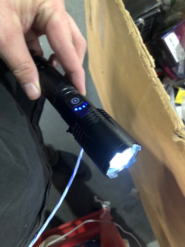 Photo 1 of ***One doesn’t turn off completely ***
Rechargeable Flashlights High Lumens, 99,000 Lumens Super Bright Led Flashlights with 5 Modes & Waterproof, Powerful Handheld Flashlight for Camping Home (2 Pack)