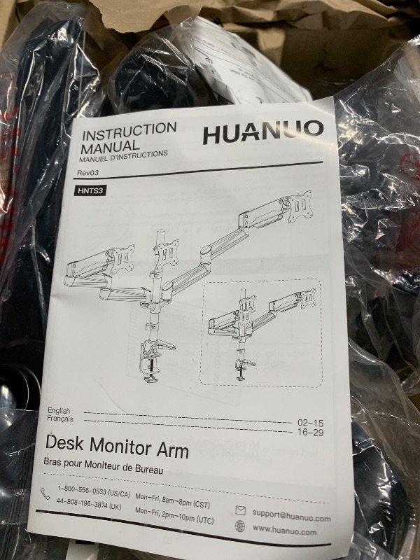 View 3 of ***MISSING PARTS***
HUANUO Triple Monitor Mount for 17 to 32 inch Screens, Adjustment Gaming Triple Monitor Stand with Swivel, Tilt, Rotation, Clamp & Grommet Kit